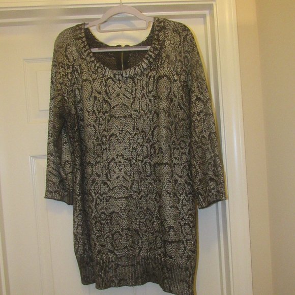 INC International Concepts Metallic Snake-Print Tunic Sweater ~ Size L - Picture 9 of 13